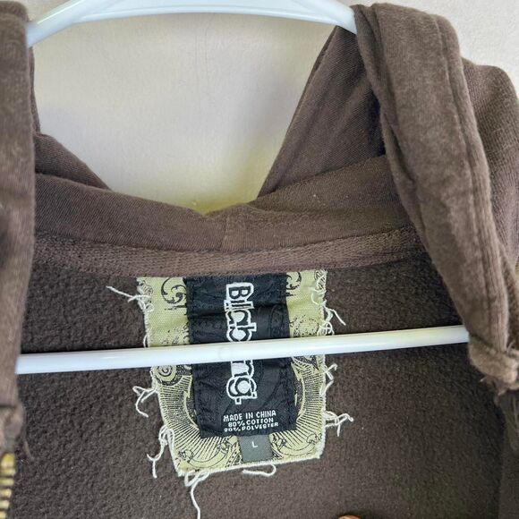 Vintage Brown Y2K Billabong Lined Zip Up Embroidered Logo Hoodie Size L - Picture 8 of 8